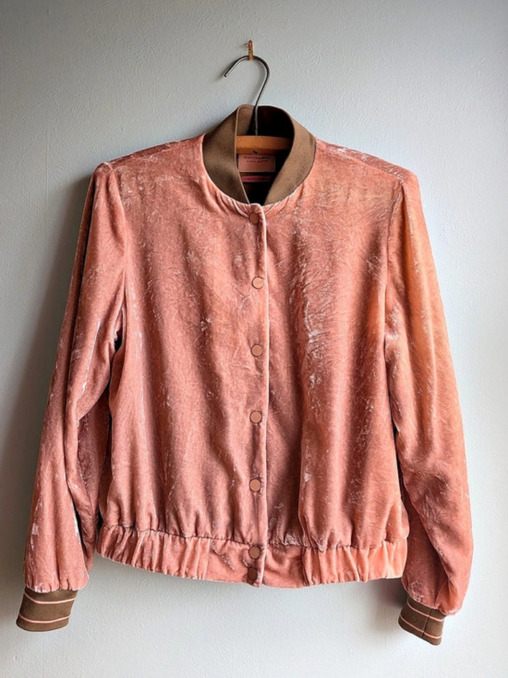 Scotch & Soda La Bande Mason Velvet Bomber Jacket in Pink Like New